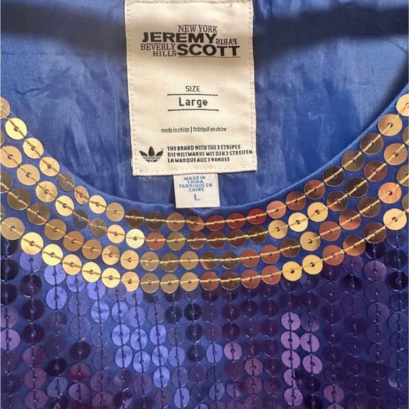 $450 MSRP Adidas Originals x Jeremy Scott Sequin Blue Jersey Football Dress RARE - Picture 3 of 4